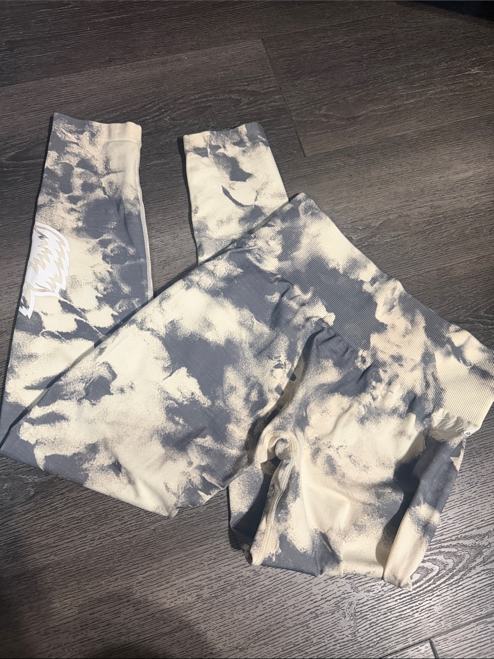 Darc sport cream/grey Tie-Dye Leggings - Cream and Gray
